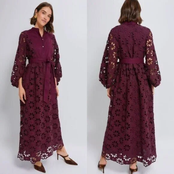Tuckernuck NEW Merlot Lace Calliope Long Sleeve Chic Maxi Dress Size XL - Picture 2 of 12